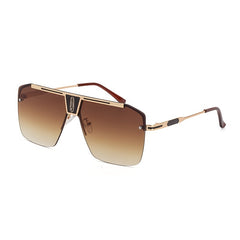 Square Rimless Sunglasses Men's Vintage Big Frame UV400