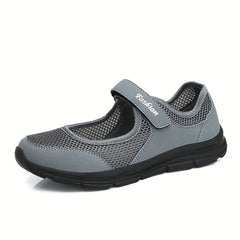 Women's Mesh Walking Shoes with Letter Graphic and Hook & Loop Fastener