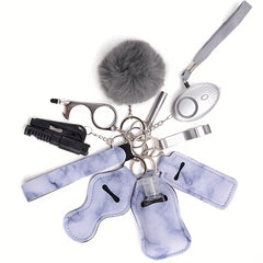 11 Piece Safety Keychain Set for Girls Self Defense No Touch Door Opener Whistle