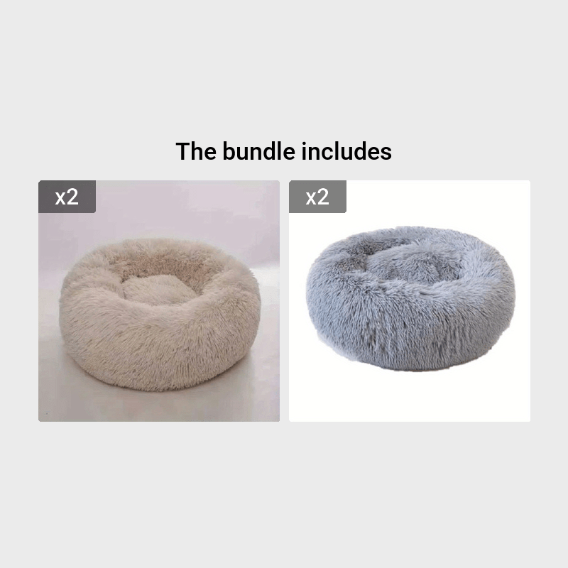 Cozy Round Pet Bed with Warming Mat & Removable Pillow