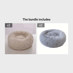 Cozy Round Pet Bed with Warming Mat & Removable Pillow