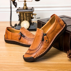 Men's Stitch Detail Loafer Shoes Zipper Slip-On Shoes Spring Summer