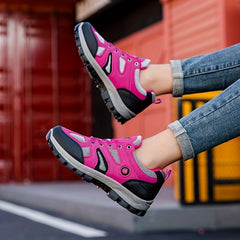 Women's Colorblock Platform Sneakers Low Round Toe Hiking Shoes