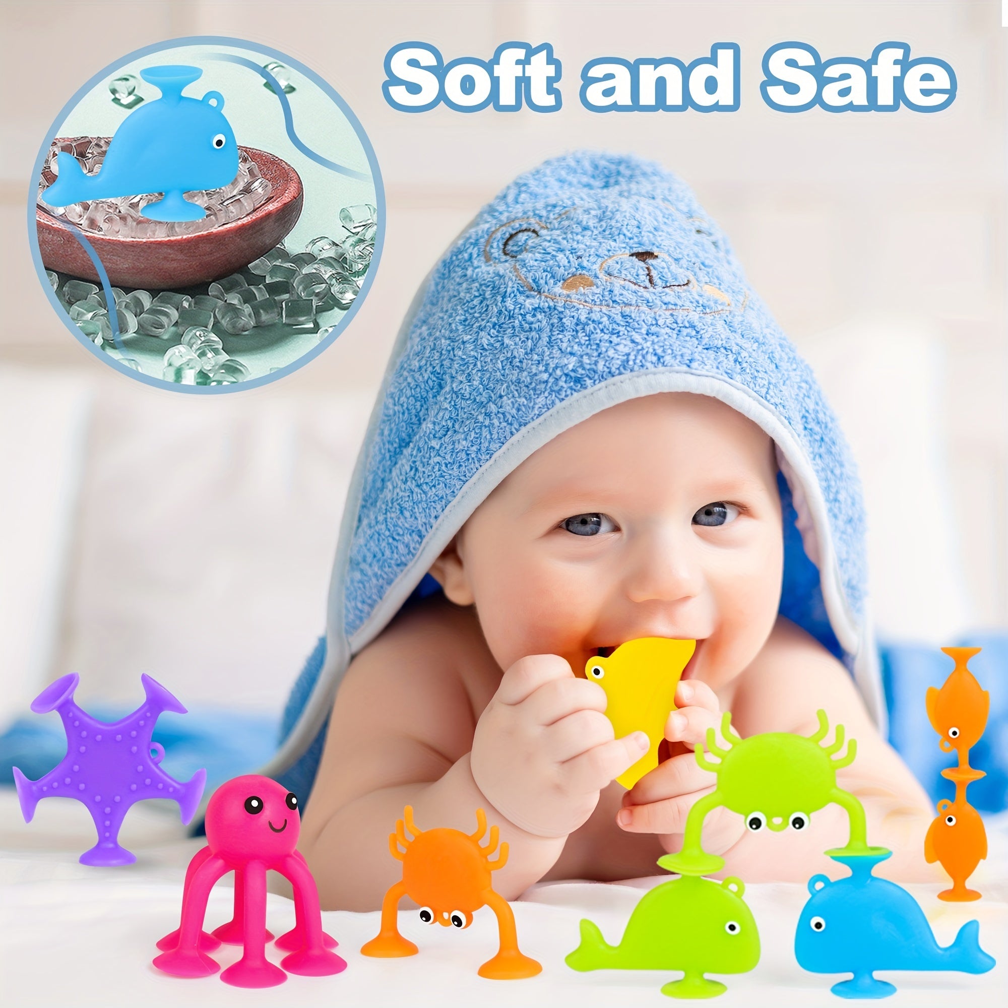 18 Pcs Ocean Animals Sucker Toys With Mesh Bag Storage