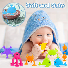18 Pcs Ocean Animals Sucker Toys With Mesh Bag Storage