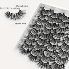 18 Pairs Fluffy False Eyelashes Natural Thick Faux Mink Hair Lashes