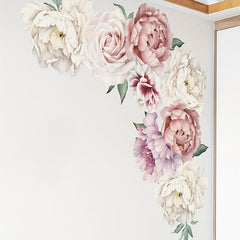 2pcs Peony Flower Wall Stickers Removable Waterproof Vinyl Wall Decals