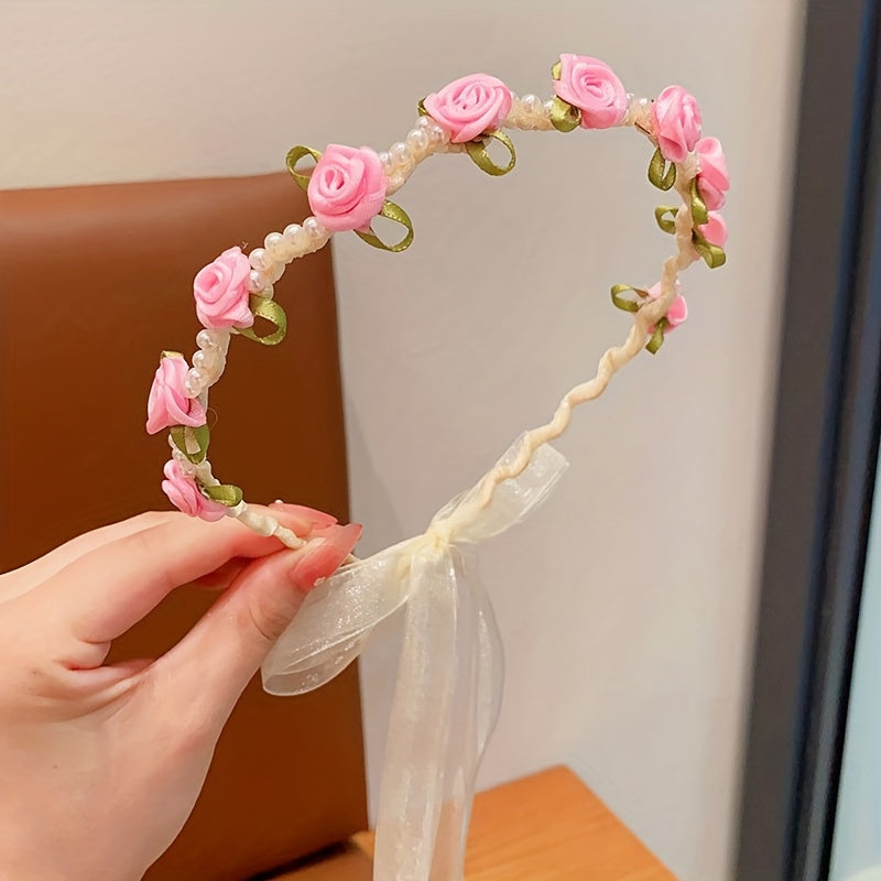 Faux Pearl Flower Princess Headband Hair Accessories for Girls
