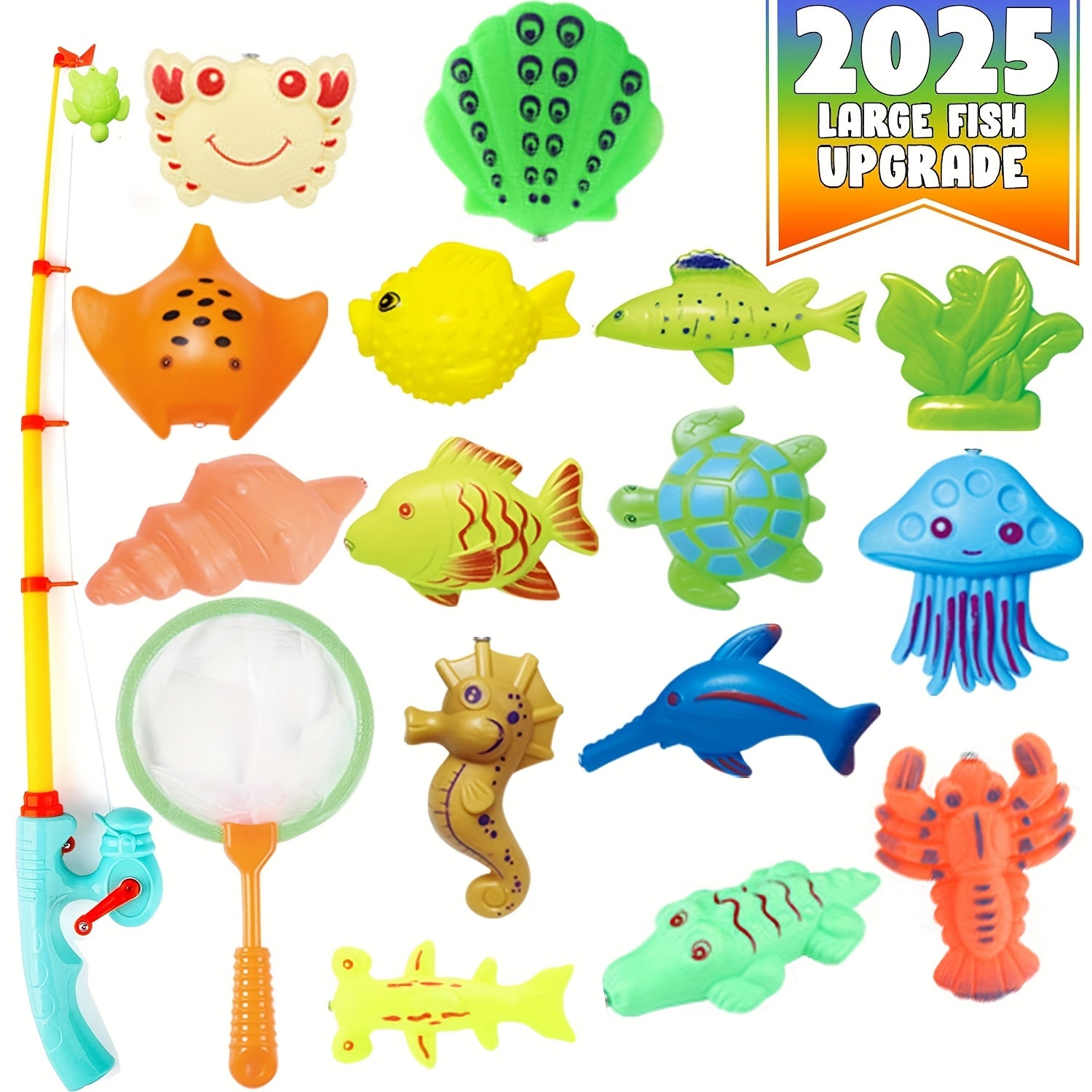 Kids Fishing Toy Bath Set Outdoor Pool Party Game with Rod and Net