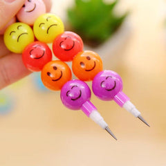 25pcs Colorful Pencil Cartoon Joyful Face Candy Gourd Pens