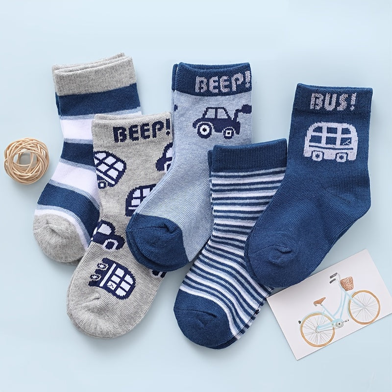 Kids Thin Breathable Crew Socks Cartoon Pattern Socks