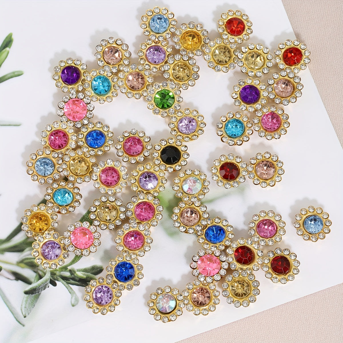 50pcs Rhinestone Bezel Sew On Beads for DIY Jew