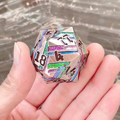 Metal D20 33mm Striped Dice Game Accessories