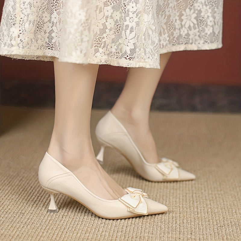 Bowknot Kitten Heels Wedding Pumps