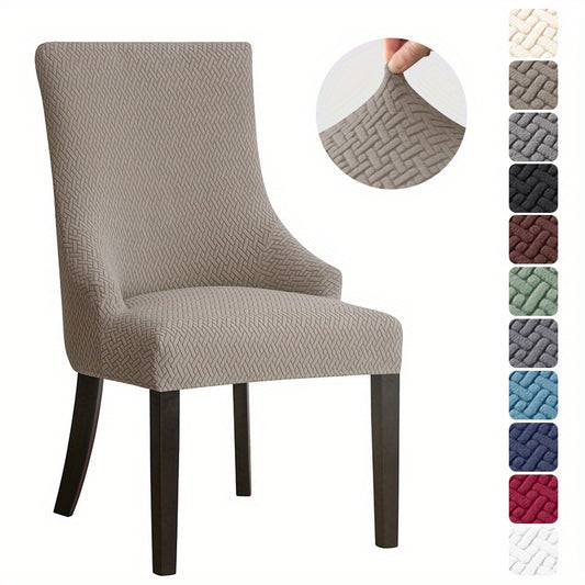 Stretch Jacquard Dining Chair Slipcovers Solid Wedding Chairs Seat Cover