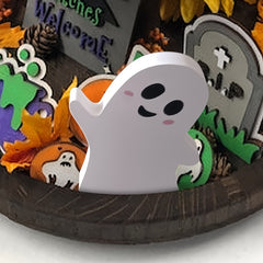 3pcs Wooden Ghost Sign Table Tray Decoration