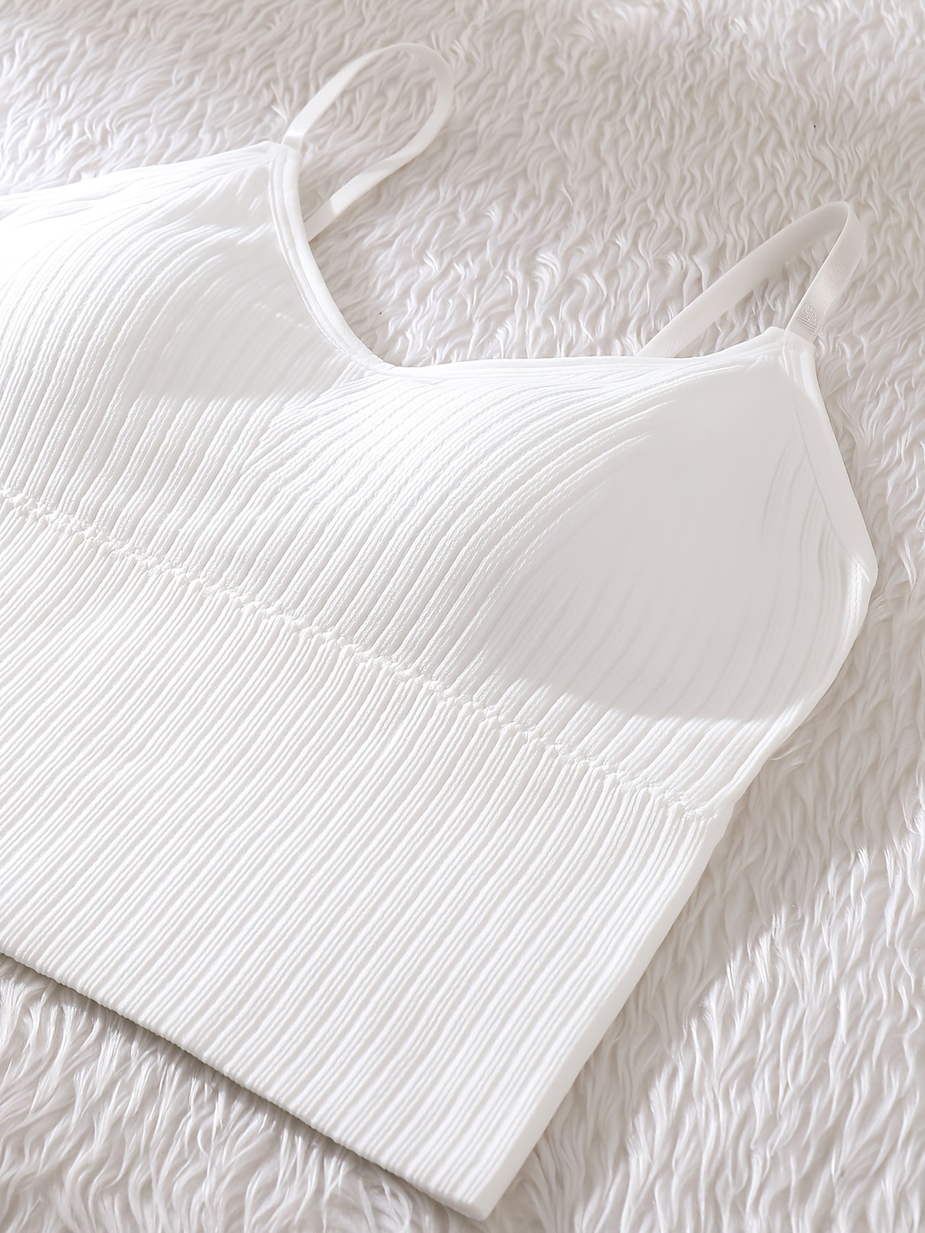 4pcs Solid Ribbed Cami Tops V Neck Sports Top Women's Lingerie