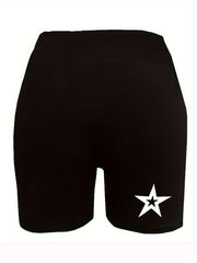 Star Print High Rise Biker Shorts