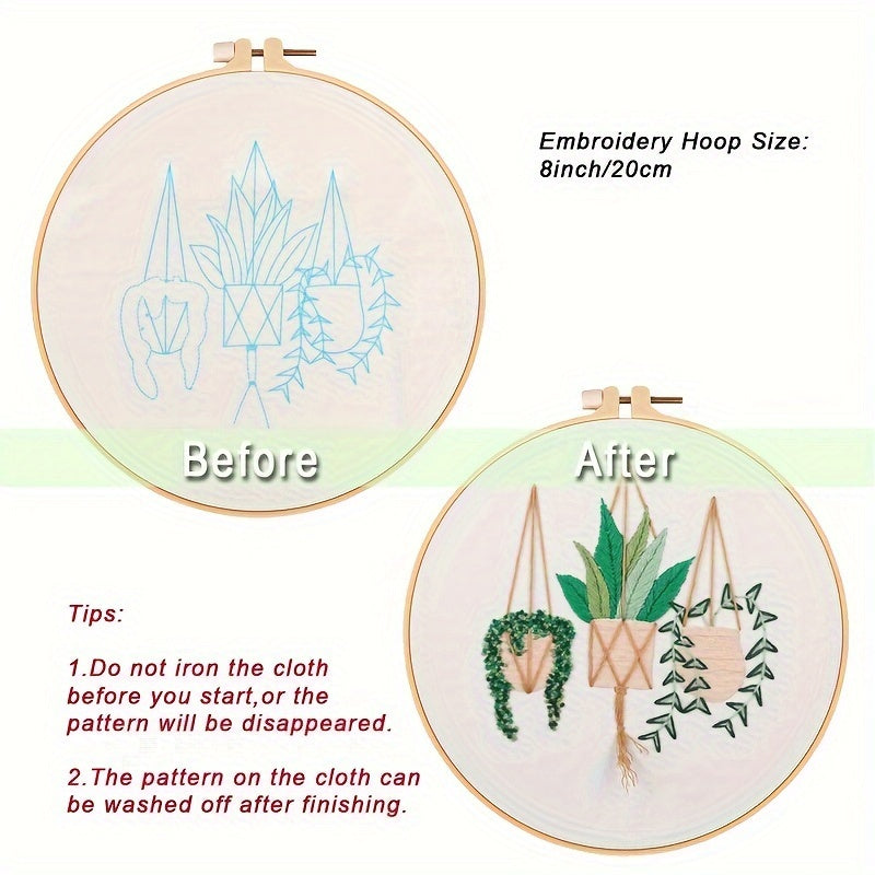 Embroidery Starter Kit Flower Plant Pattern Cross Stitch Set