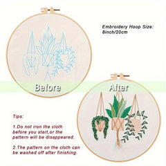 Embroidery Starter Kit Flower Plant Pattern Cross Stitch Set