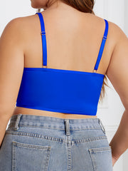 Women's Plus Size Deep V Neck Bralette with Padded Longline Design