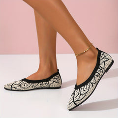 Women's Knit Ballet Shoes Point Toe Lightweight Flat Shoes