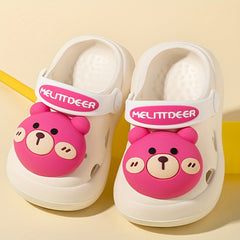 Girls Cartoon Bear Clogs Lightweight Anti Slip Indoor Outdoor Beach Pool