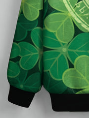 Four Leaf Clover Print Boys Sweatshirt Long Sleeve Pullover Top