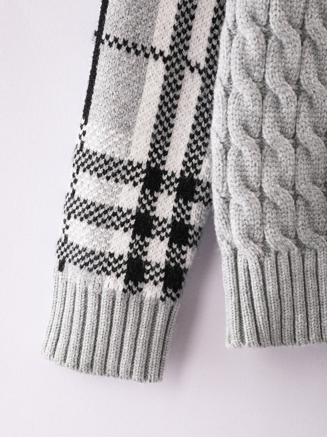 Boys Knit Plaid Sleeve Sweatshirt