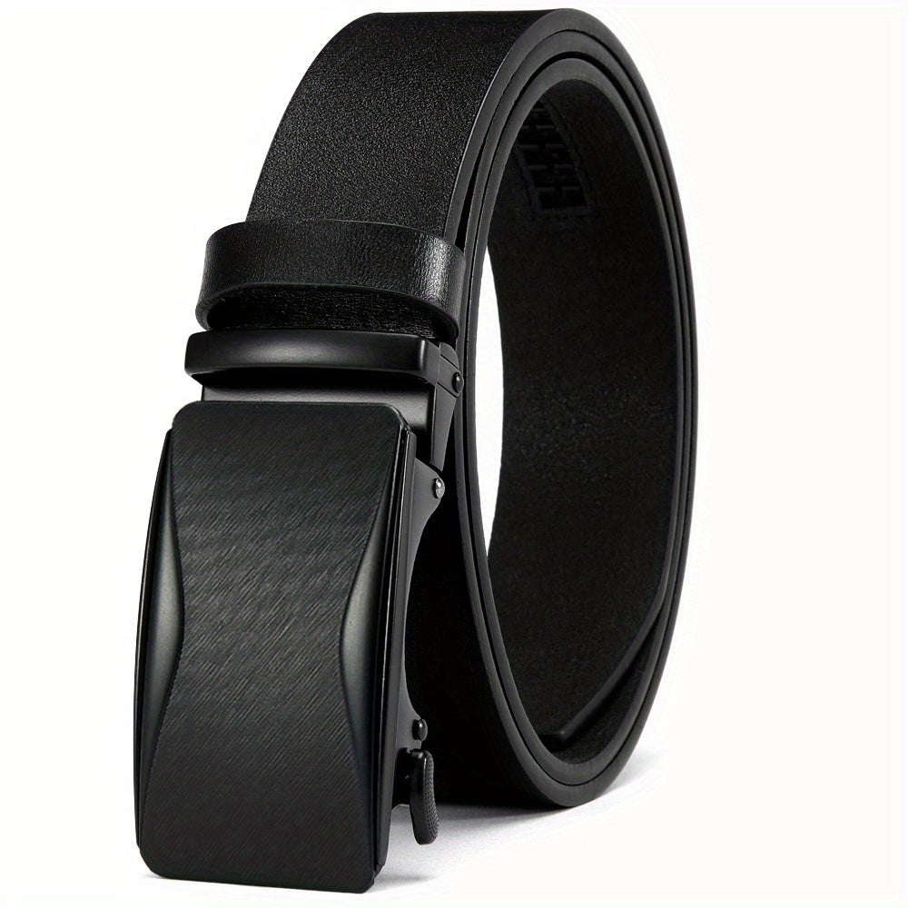 Men's Leather Ratchet Belt Automatic Buckle For Casual Jeans