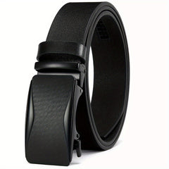 Men's Leather Ratchet Belt Automatic Buckle For Casual Jeans
