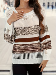 One Shoulder Cut Out Pullover Sweater Long Sleeve Casual Sweater