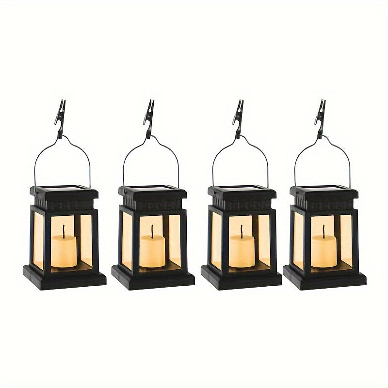 4pcs Outdoor Solar Lantern Hanging Candle Lamps Garden Decor Landscape Lighting