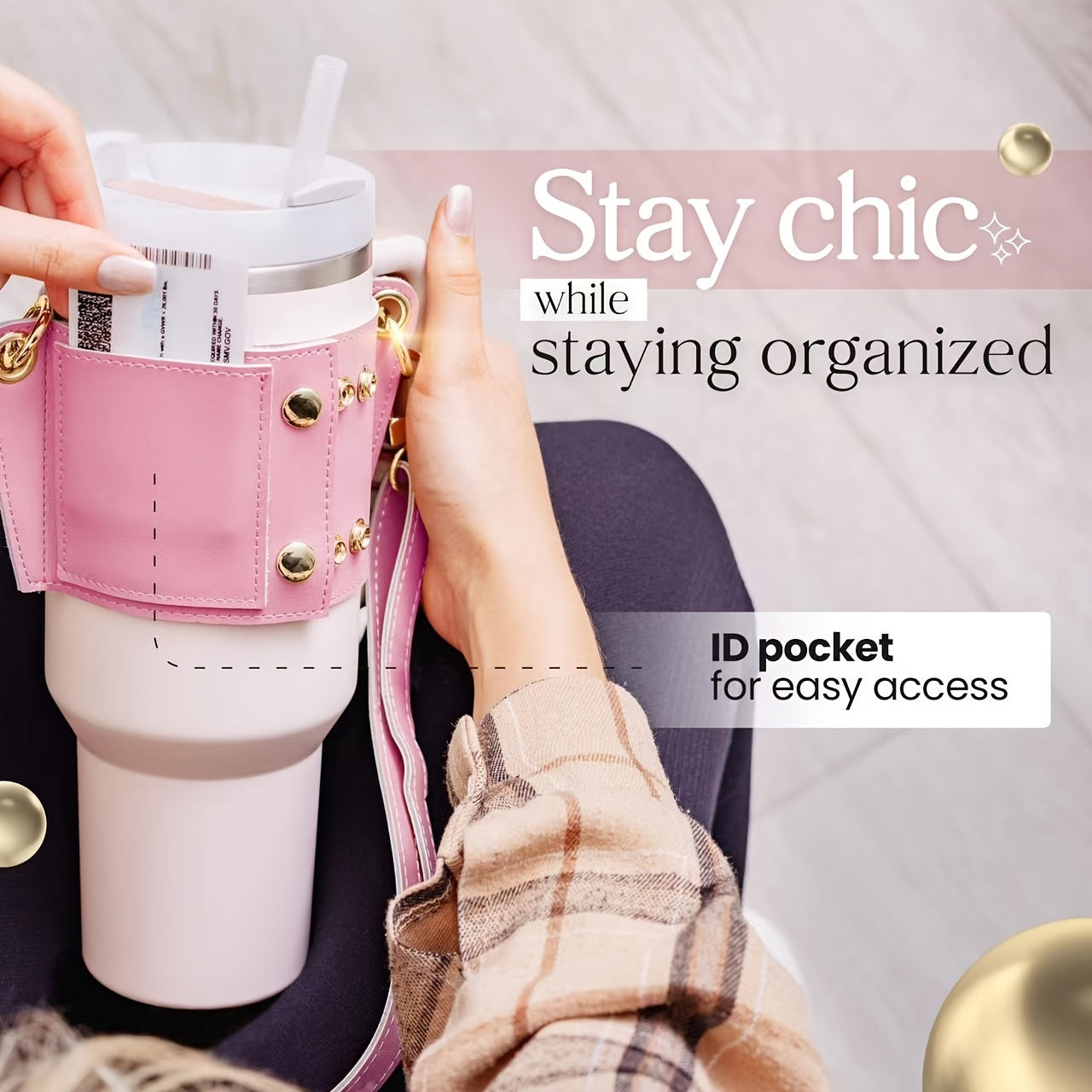 Adjustable Shoulder Strap PU Leather Water Bottle Sleeve for Hiking