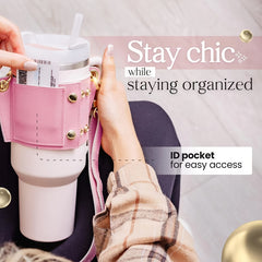 Adjustable Shoulder Strap PU Leather Water Bottle Sleeve for Hiking