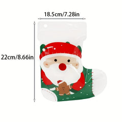 2pcs Christmas Stocking Gift Bags Ziplock Cartoon Cookie Candy Bags