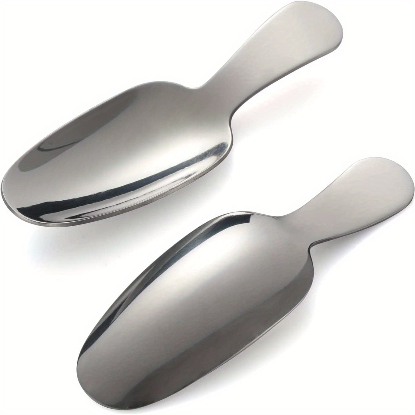2pcs Stainless Steel Dessert Spoon Set Short Handle Coffee Scoop Mini Tea Spoons