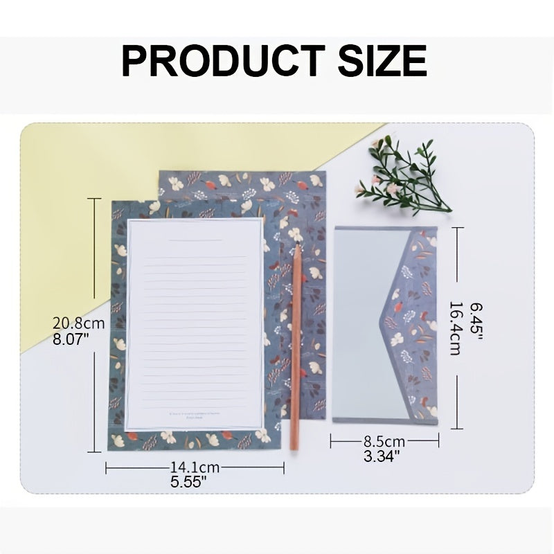 9Pcs Stationery Set: 6 Letter Paper, 3 Envelopes, Writing Office School Supplies