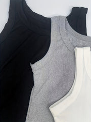 3 Sets Women's Solid Tank Tops Crew Neck Sleeveless Casual Top