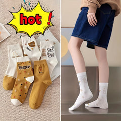 5 Pairs Bear Print Women's Stockings