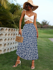 Floral Print High Waist A Line Skirt