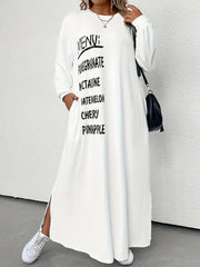 Casual Dress Women's Plus Letter Print Drop Shoulder Maxi Dress