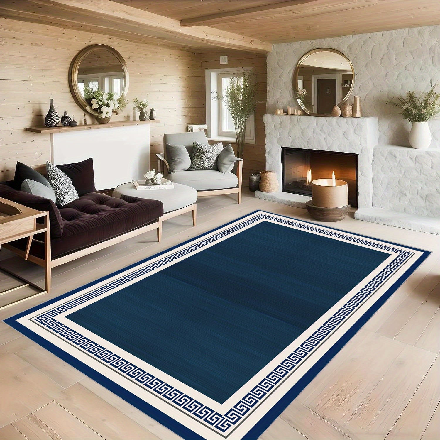 Minimalist Geometric Kitchen Rug Soft Faux Sheepskin Floor Mat