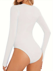 Long Sleeve Shaping Bodysuit Square Neck Tummy Control Slimming Body Shaper