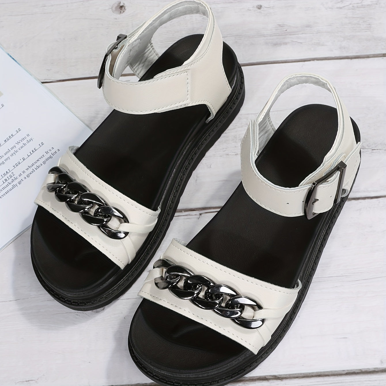 Women's Platform Sandals Chain Decor Summer Sandals