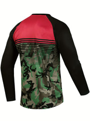 Men's Camo Cycling Jersey Quick Dry Long Sleeve Shirt