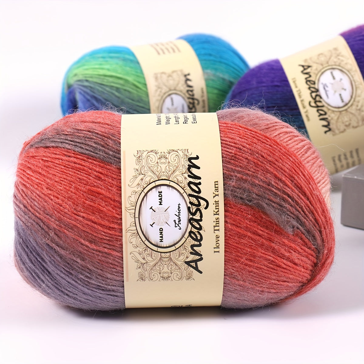 Wool Yarn Rainbow Line for Crochet Knitting 100g