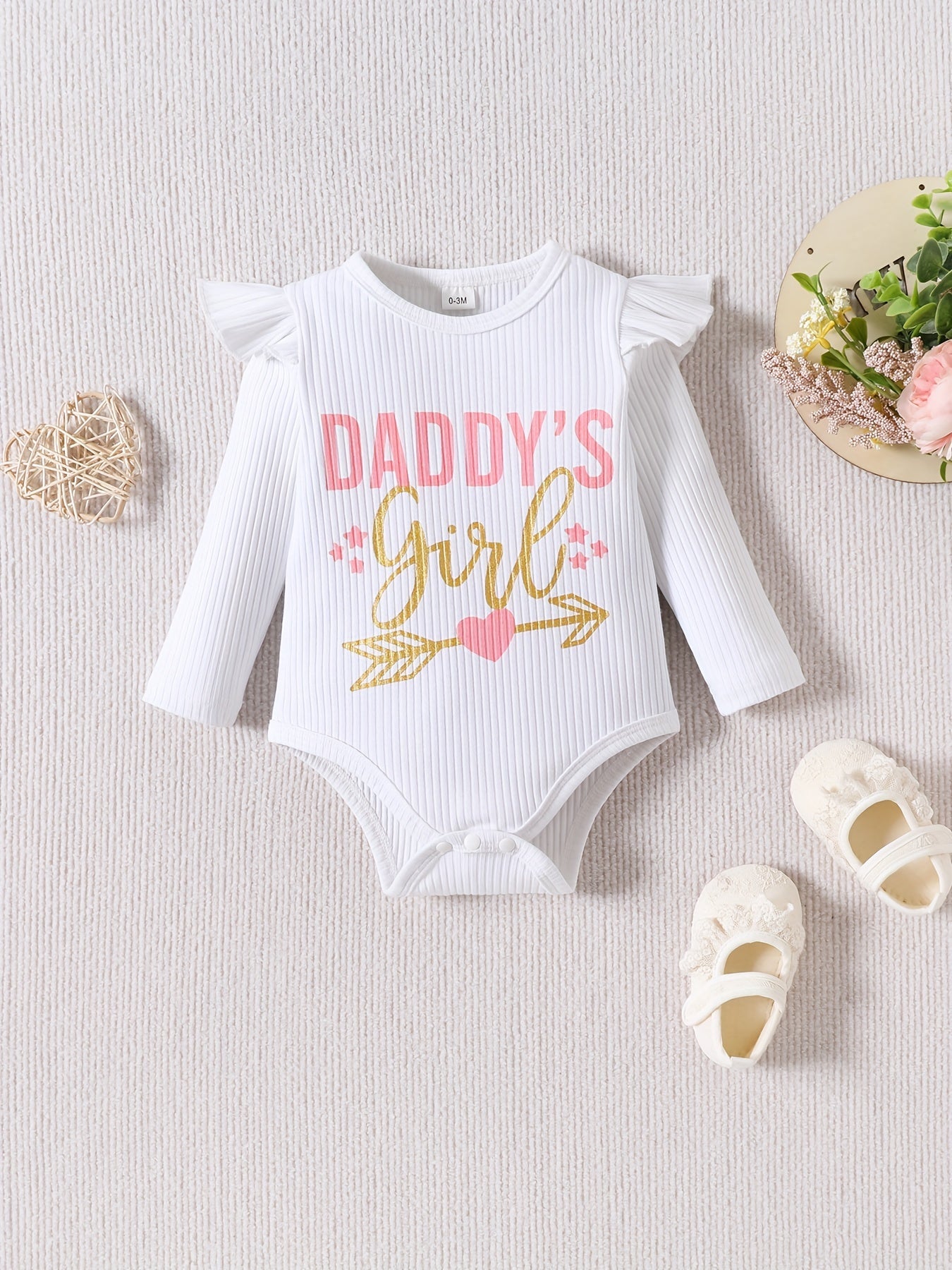 Baby Girl's Cotton Casual Two Pieces Set DADDY'S GIRL Striped Rom