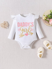 Baby Girl's Cotton Casual Two Pieces Set DADDY'S GIRL Striped Rom