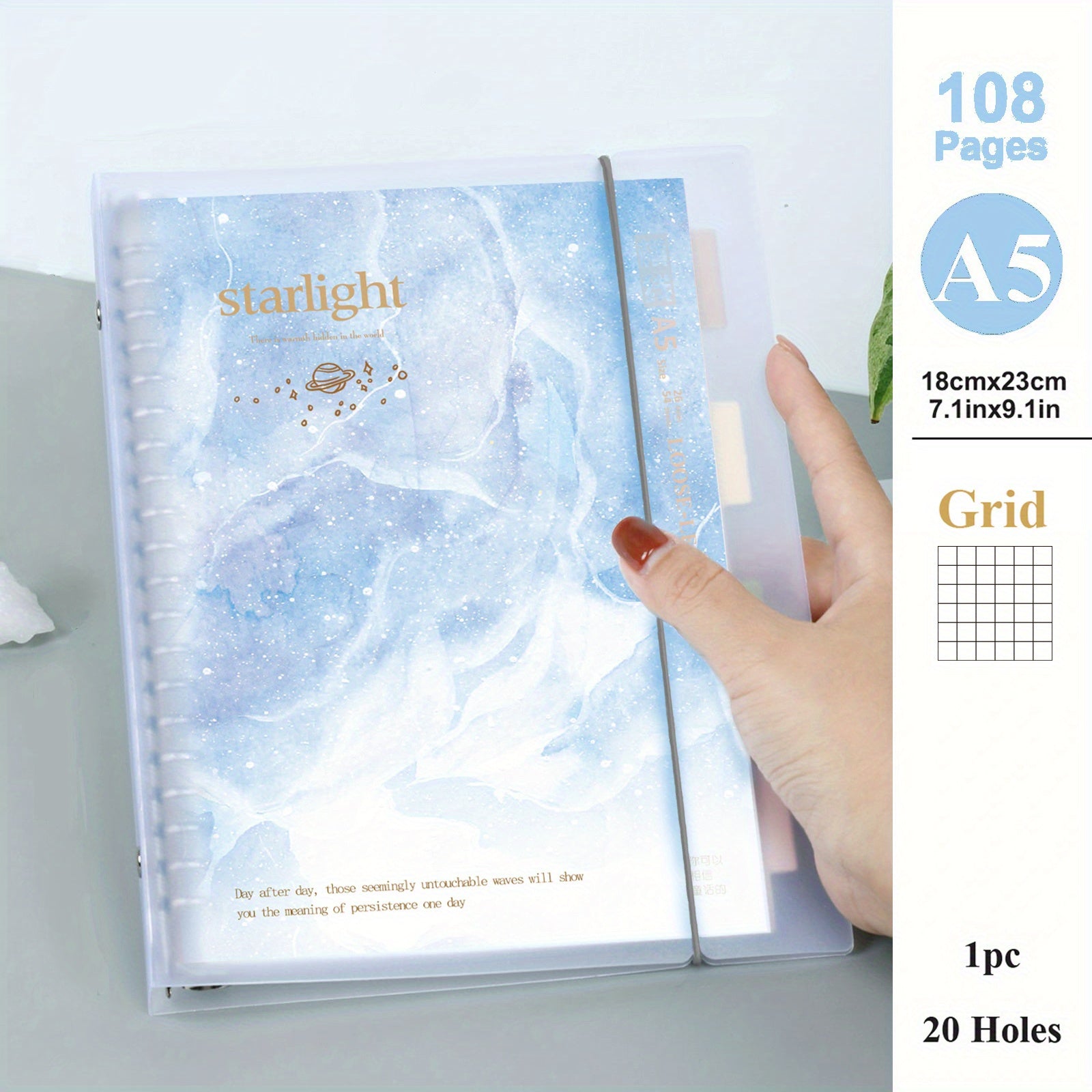 A5 B5 54 Sheets PP Multicolor Coil Loose leaf Notebook